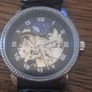 Majesty Skeleton Automatic Mechanical Moonphase Watch Black Leather Image 5