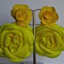 Fluroscent Yellow & Mustard Two-tier Floral Dangle Earrings Image 8