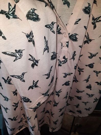 H&M Salmon Pink Hummingbird Blouse , UK 18 , Excellent Condition