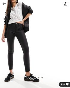 RIVER ISLAND Molly Black Coated Jeans Size 8!