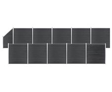 WPC Fence Set 10 Square + 1 Slanted 1830x186 cm Grey