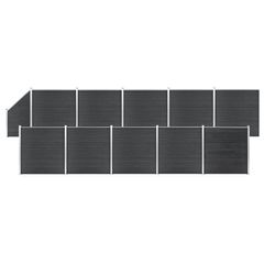 WPC Fence Set 10 Square + 1 Slanted 1830x186 cm Grey