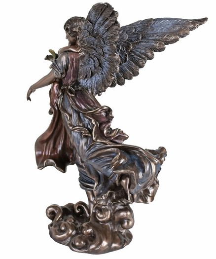 Veronese Guardian Angel with Child Sculpture  Art Nouveau Bronze Finish 27cm