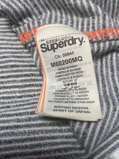 Vintage Superdry Orange Label Mens Stripe Long Sleeve T-shirt Size XXL