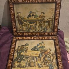 Pair of Vintage Children Playing Cards - Framed prints