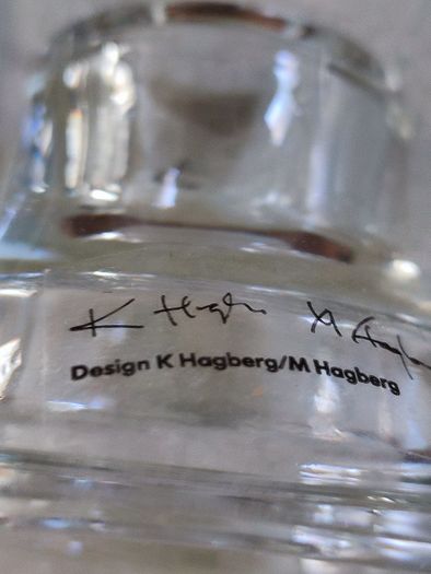IKEA  PORTA VELAS Clear Glass Candle Holders K & M Hagberg w sticker pair 2 1/4" H