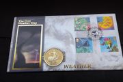 Rare 2001 Benham Weather Map Coin Cover - Gibraltar Crown and Royal Mail Stamps ( Limited Edition )