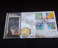 Rare 2001 Benham Weather Map Coin Cover - Gibraltar Crown and Royal Mail Stamps ( Limited Edition )