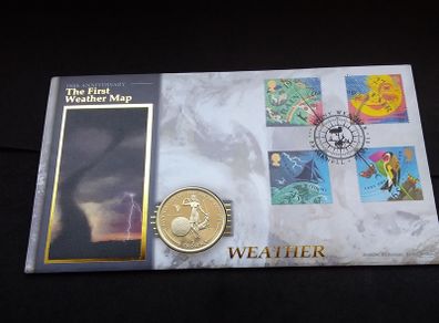 Rare 2001 Benham Weather Map Coin Cover - Gibraltar Crown and Royal Mail Stamps ( Limited Edition )