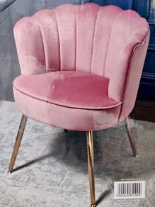 Hannah Velvet Shell Chair - Blush (Brand New & Boxed