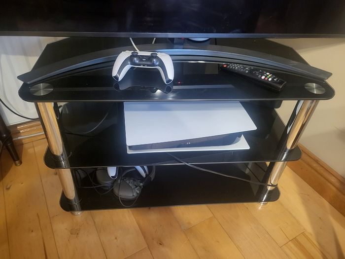 Black glass TV stand