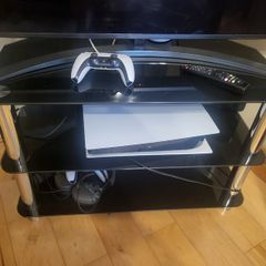 Black glass TV stand