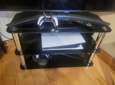 Black glass TV stand