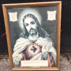 Vintage large Sacred Heart picture