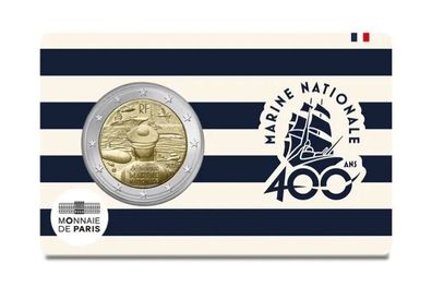 France 2 Euro Commemorative Coin 2026 - The French Navy. Coincard. BU