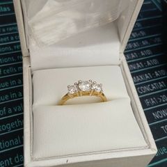 CZ trilogy ring 18CT gold