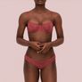Noelle Wolf Soul Lace Balcony Bra non pad size 32C, 34C, 32D, garnet rose colour Image 2