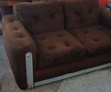 Retro, Mid Century,  American 70sRare Sofas, Chrome Finish, Faux Fur 1970