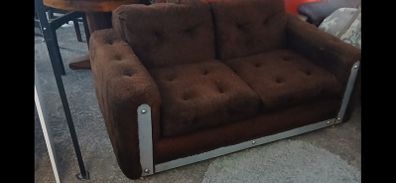 Retro, Mid Century,  American 70sRare Sofas, Chrome Finish, Faux Fur 1970