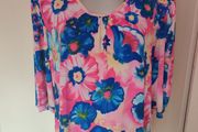 Brand New Kim&amp;Co. multicolor short sleeve blouse size XL UK22 EU50 Postage included
