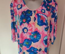 Brand New Kim&Co. multicolor short sleeve blouse size XL UK22 EU50 Postage included