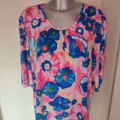 Brand New Kim&Co. multicolor short sleeve blouse size XL UK22 EU50 Postage included