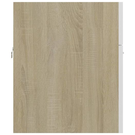 Sink Cabinet with Built-in Basin White and Sonoma Oak Chipboard