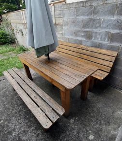 Garden table with chairs and swing