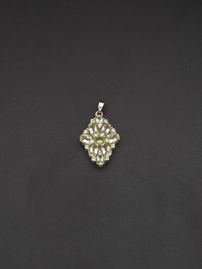 Vintage 925 Sterling Silver Citrine & Peridot Pendant