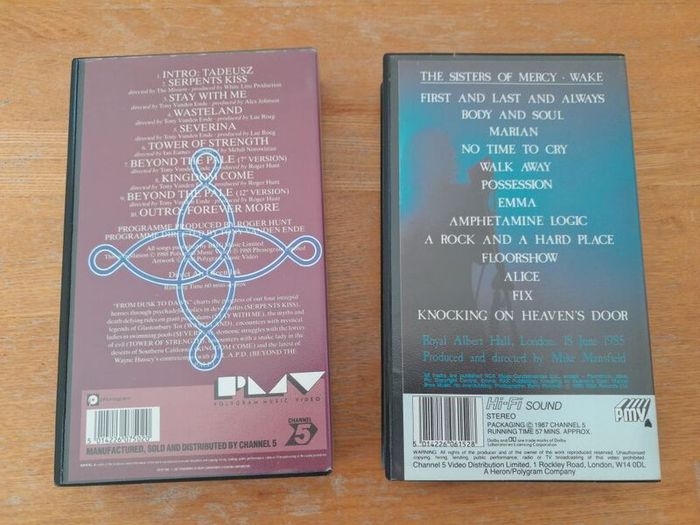 THE SISTERS OF MERCY and THE MISSION. Music VHS tapes/Cassettes. In Concert at The Albert Hall (live). From Disk To Dawn. Music video, 80s, Goth, collectable, memorabilia.