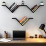 Floating Shelves for Wall with Solid Paulownia Wood, Set of 2, Wooden Wall Shelves, Wall Mounted Shelf, Display and Storage Book Shelves for Office, Bedroom, Living Room Decor, Black Image 3