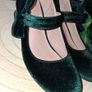 Green velvet mid heel ladies shoes Image 3