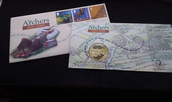 Great Britain Stamps : The Archers - 50th Anniversary Commemorative Medallion Cover  - 2001