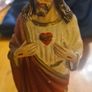 Vintage Statue Of The Sacred Heart. 23cm (9inches) X 7 Cm Wide (3 Inches). In Good Condition. See Photos For Same. Image 3