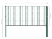 Fence Panel with Posts Iron 1.7x0.8 m Green