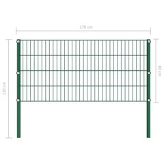Fence Panel with Posts Iron 1.7x0.8 m Green