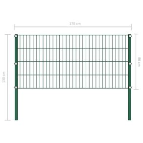 Fence Panel with Posts Iron 1.7x0.8 m Green