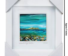 Ireland's Eye, Dublin, 4x4in framed print by artist Helen Mathews