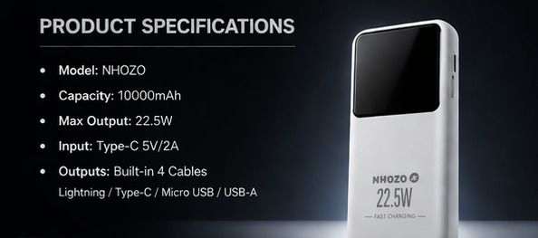 NHOZO 22.5W Fast Charging Power Bank  Brand New