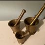 Trio of vintage heavy Brass mortar and Pestle Image 4