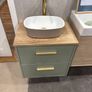 Sage Green Vanity Unit with Countertop Basin and Gold Tap Image 2