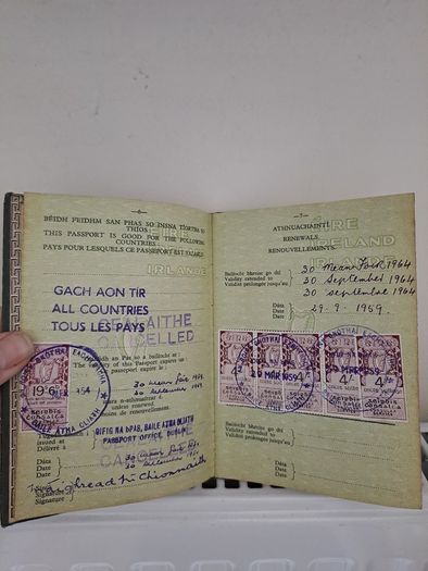 Rare 1948 Irish Passport & Travel card