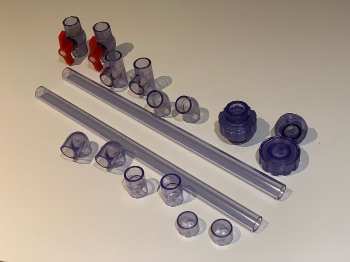 Transparent / clear U PVC T connector / fitting size 25mm