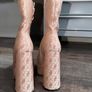 River Island Beige/Gold Monogram Platform Ankle Boots UK 5 / EU 38 Image 4