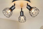 3 Way Ceiling Light Rotatable - Ceiling Spot Light Fittings E14 Kitchen Lights Ceiling Round - Black Light Fittings Ceiling Spotlights Wood - Matching Ceiling and Wall Lights Bedroom No Bulb
