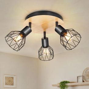 3 Way Ceiling Light Rotatable - Ceiling Spot Light Fittings E14 Kitchen Lights Ceiling Round - Black Light Fittings Ceiling Spotlights Wood - Matching Ceiling and Wall Lights Bedroom No Bulb