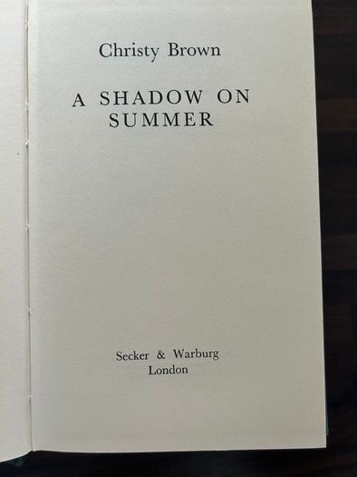 A Shadow on Summer Christy Brown