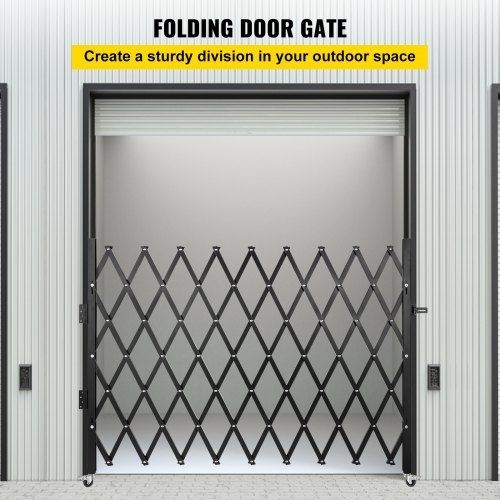 Single Folding Security Gate, 131.00 x 187.96 cm Folding Door Gate, Steel Accordion Security Gate, Flexible Expanding Security Gate
