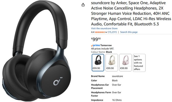 Anker Soundcore Space One | Active Noise Cancelling | Brand New in Box