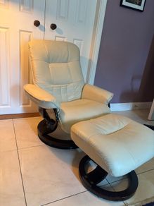 Reclining Armchair and footstool/ pouffe